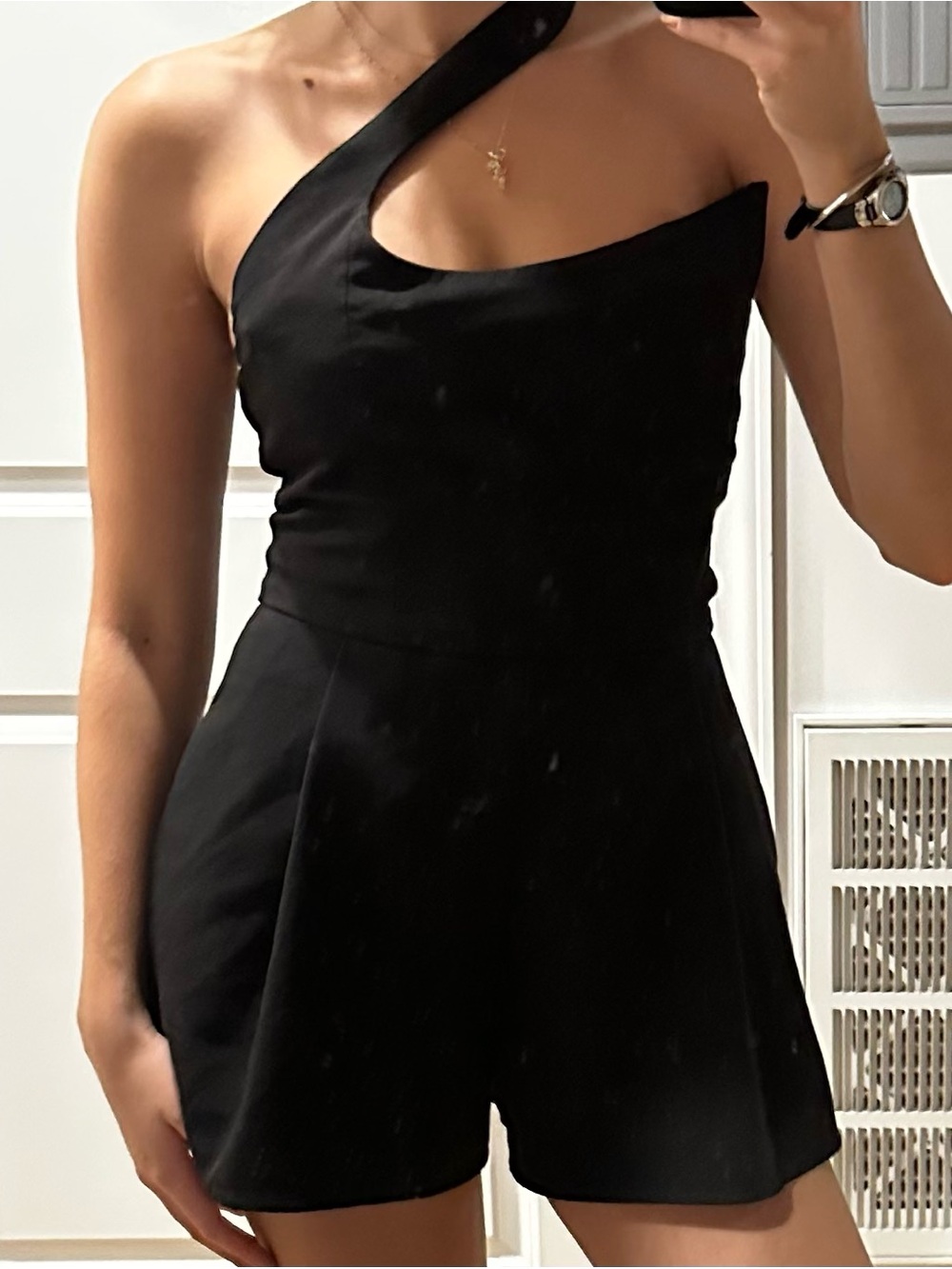 Black Halo Black One-Shoulder Romper